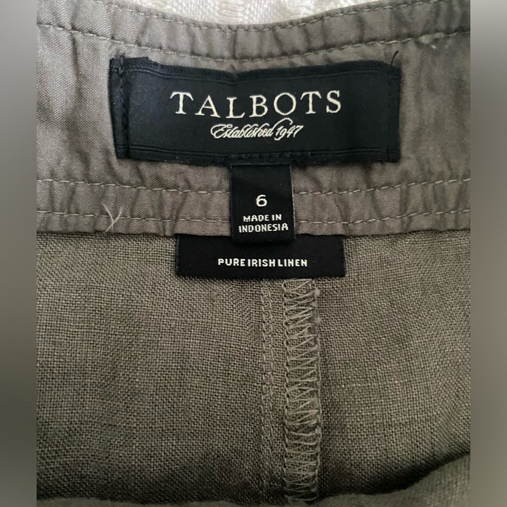 Talbots Olive Green Pure Irish Linen Pencil Skirt Size 6 Drawstring Utility - Picture 9 of 9